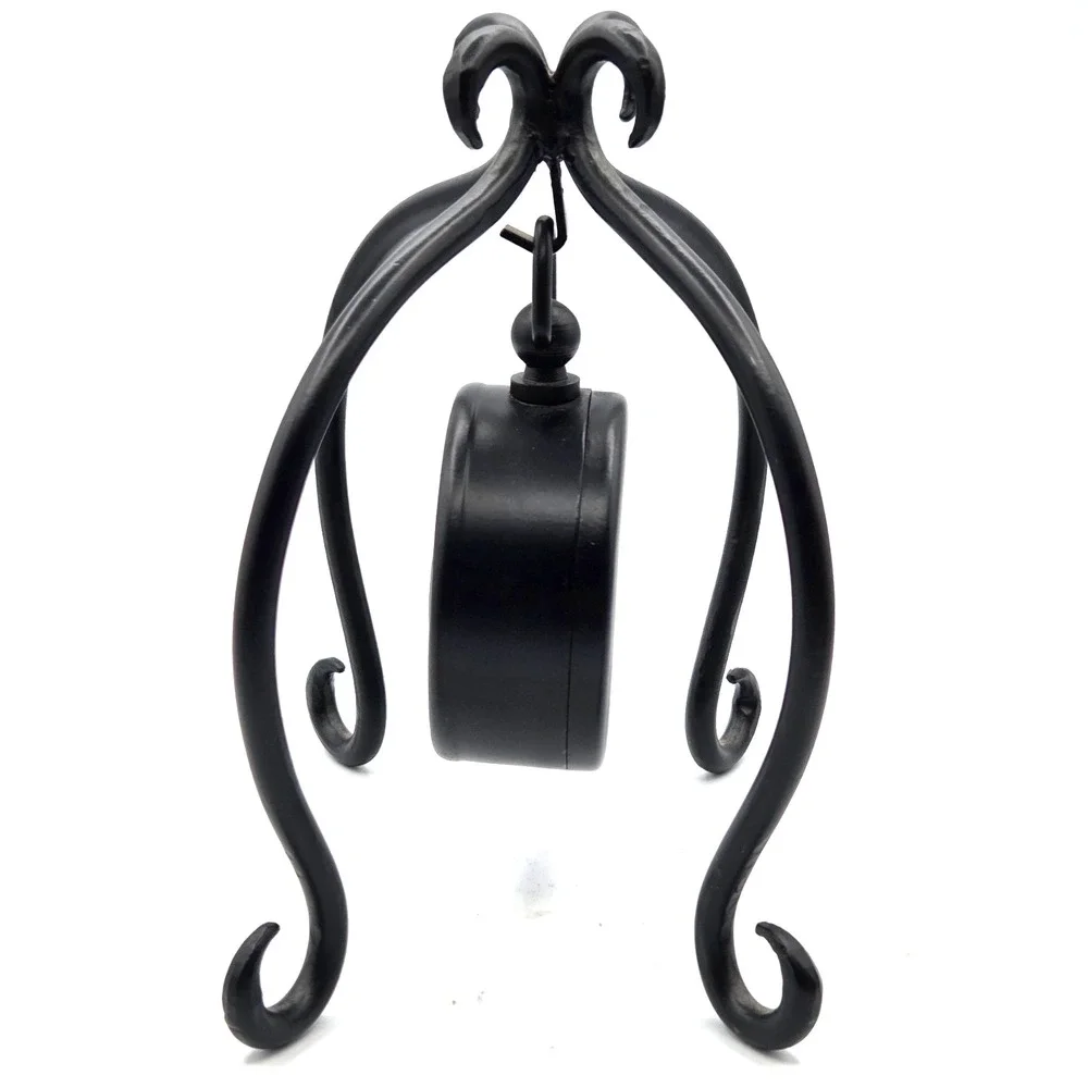 Vintage Black Metal ‎ Swinging Clock, Table Clock, Farmhouse Works Great